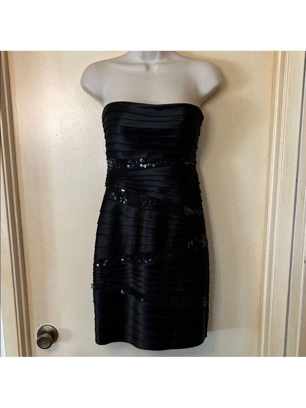 BCBGMaxAzria Strapless Black Dress with Sequins size 2